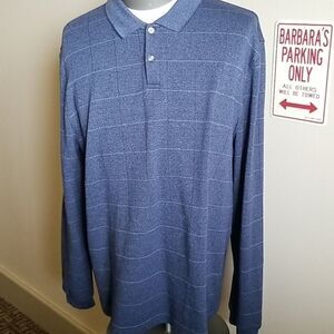 VAN HEUSEN FLEX BLUE LONG SLEEVE CASUAL POLO